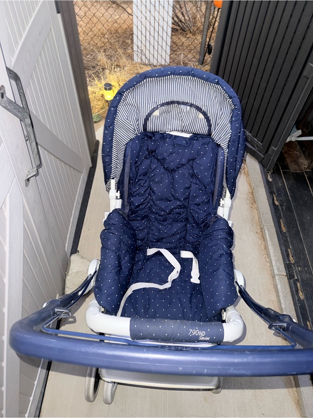 Vintage Graco 1980’s “790ND Series” Navy Polka Dot Stroller with Cream Accents - Picture 8 of 17